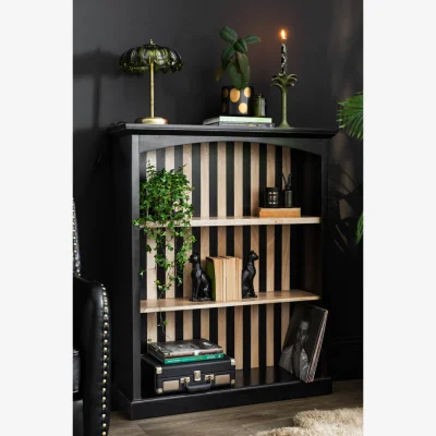 Rockett St George Black & Natural Wood Striped Shelving Unit