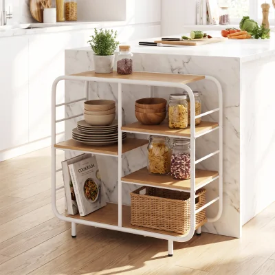 The Range 5 Tier  Freestanding Bookshelf Storage Organizer - Natural