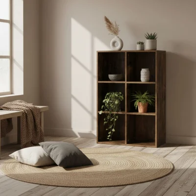 The Range Ridiyo Wood Rustic Brown 6-Cube Storage Bookcase