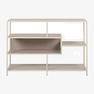 The Range Wyld Haus Paris Wide Grey Metal Bookcase, 4 Shelves - Grey