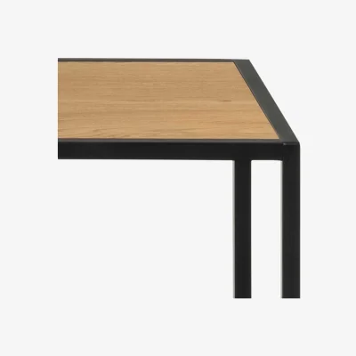 The Range El Paso 4-Shelf Step Bookcase, Matt Black Steel Frame with Wild Oak-Effect Shelves - Natural