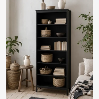 The Range Wildberry 5 Shelf Wooden Bookcase Matt - Black