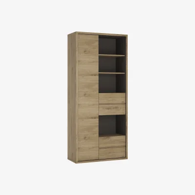 The Range Shetland Tall Wide 1 Door 4 Drawer Bookcase - Oak