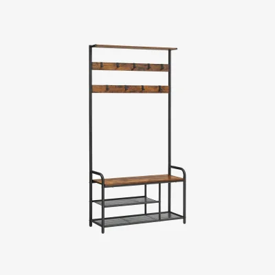 The Range VASAGLE Hall Tree with Hooks and Shelves - Bronze
