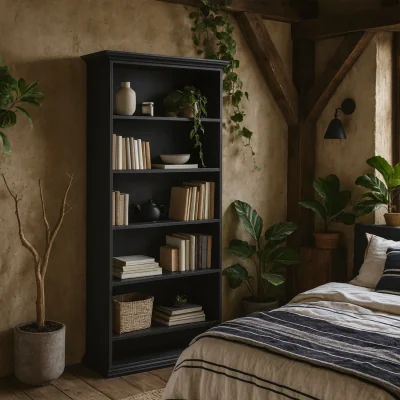 The Range Osaka Farmhouse Tall Dark Grey Wooden Bookcase - Grey