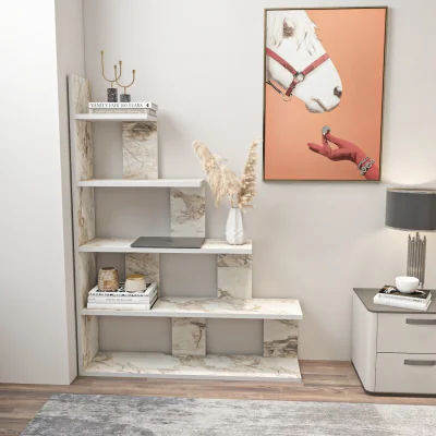 The Range Yankee Ladder Bookshelf - White Marble Effect