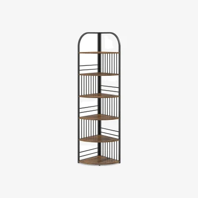 The Range 6-Tier Tall Freestanding Corner Bookshelf - Brown
