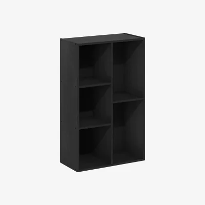 The Range WALPLUS 5-Compartment Open Shelf Bookcase 19.5in Wide x 31.5in High - Blackwood