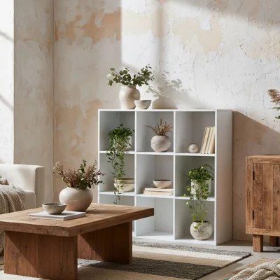 The Range Zido Wood White 3-Tier 9-Cube Storage Bookcase