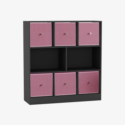 The Range 8 Black Cube Bookcase with 6 Fabric Storage Drawers Inserts - Pastel Pink Drawer