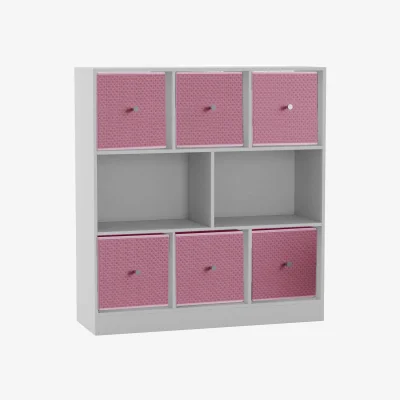 The Range 8 Cube Bookcase with 6 Fabric Storage Drawers - Pastel Pink