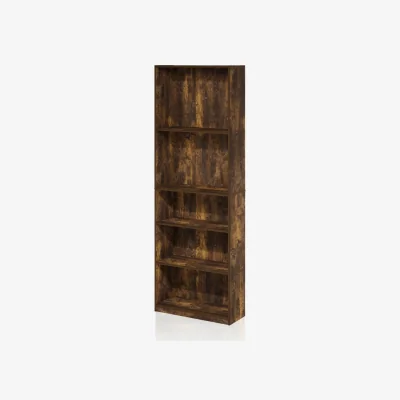 The Range WALPLUS JAYA 5-Tier Adjustable Bookcase 24.5in Wide x 71.2in High - Amber Pine