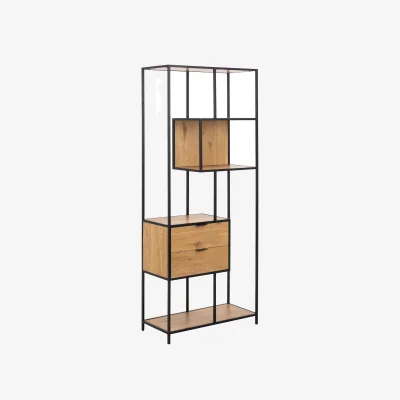 The Range Galway Tall Oak-Effect Shelved Bookcase with 2 Drawers - Natural
