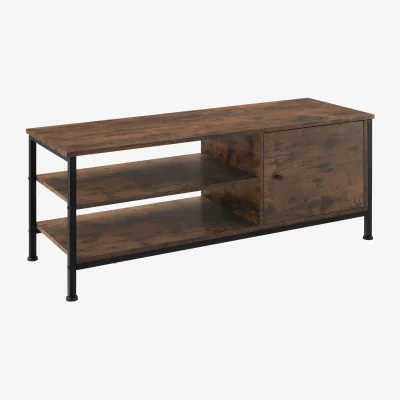 The Range TV Stand Durban, Cabinet, 3 Shelves, Cupboard Section with Door - Industrial wood dark, rustic