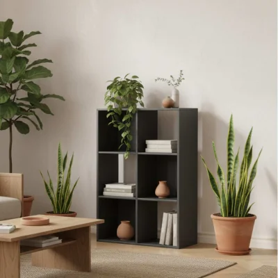 The Range Vasutte Wooden Black 6 Cube Storage Bookcase