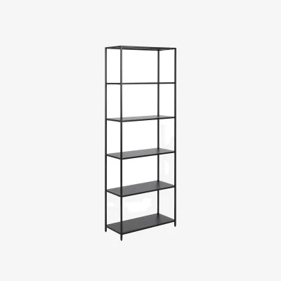 The Range Newcastle Tall Bookcase with 5 Shelves in Matt Black - Black