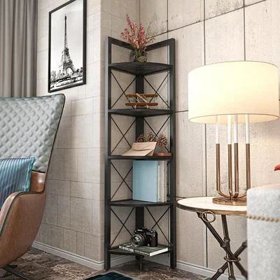 The Range Remo 160 cm Tall Bookcase Bookshelf Black Marble Effect and Black - Black Marble Effect