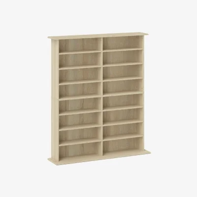 The Range Sasa Wood Natural Finish 16-Compartment Media Storage Shelf