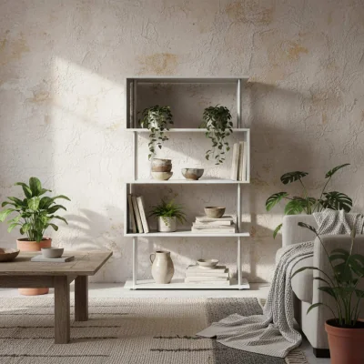The Range Fini Wood 5-Tier S-Shape Freestanding Bookcase 80 x 30 x 145 cm