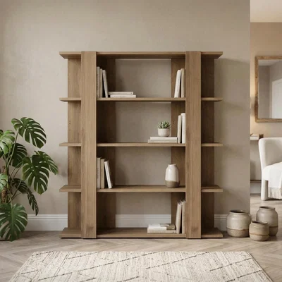 The Range Decortie Tita Four Tier Open Shelf Bookcase - Dark Oak Effect