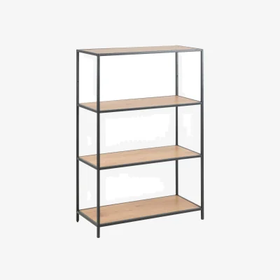 The Range El Paso 3-Shelf Bookcase - Matte Black Frame with Wild Oak Shelves - Natural