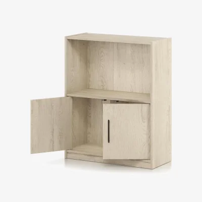 The Range WALPLUS Compact Bookcase with 1 Open Shelf and Cabinet - Metropolitan Pine