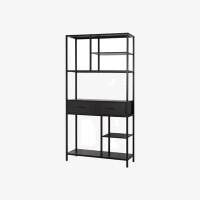 The Range Industrial Bookcase Storage Cabinet Open Shelving Unit - Black