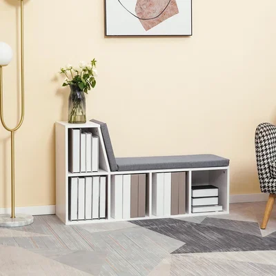 The Range 2 Tier Bookcase Modern Bookshelf with Removable Cushions - White