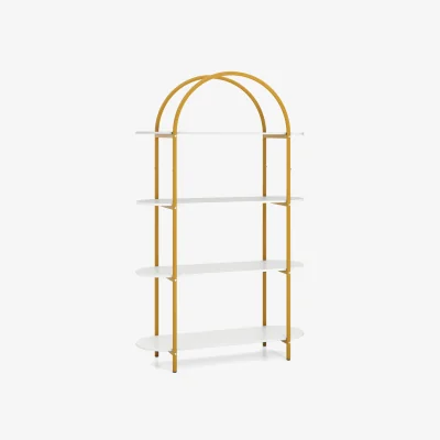 The Range 4-Tier Arched Gold & White Bookshelf - White