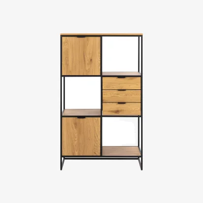 The Range Swindon Bookcase with 2 Doors, 3 Drawers and 1 Shelves in Black - Black
