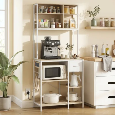 The Range HOMCOM Kitchen Bakers Rack, Microwave Stand with Storage Shelves  - Oak