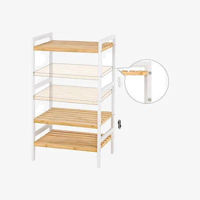 The Range 3 Tier Bamboo Storage Shelf Multipurpose Organizer, Natural & White - Natural Grain (shelves) + White (frame)