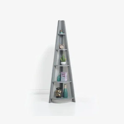 The Range 5-Tier Ladder Bookcase Wooden Shelving Unit - grey