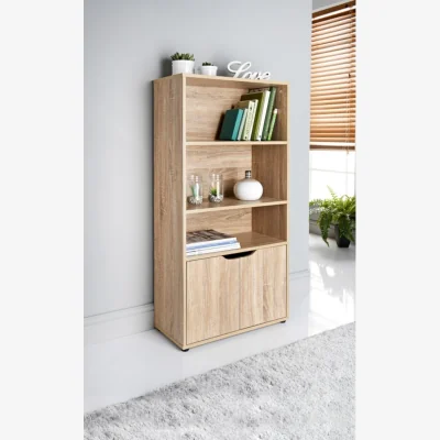 The Range 3 Shelves 2 Door Bookcase Storage Unit - Oak