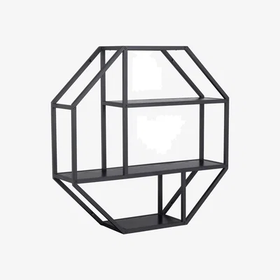 The Range Seaford Octagonal Metal Wall Shelf - Ash Black