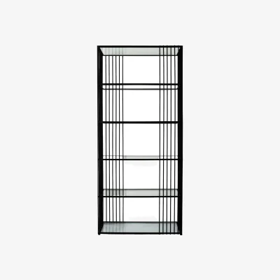 The Range Wyld Haus Memphis Tall Black Metal Shelving Unit with Glass Shelves - Black