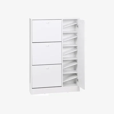 The Range 4 Compartment Shoe Storage Cabinet Shelves - White