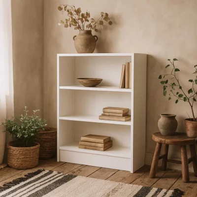 The Range Amberfern Wooden Low Wide Bookcase 2 Shelves - White