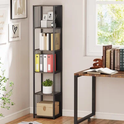 The Range HOMCOM 5-Tier Bookshelf, Freestanding Display Storage Unit - Grey