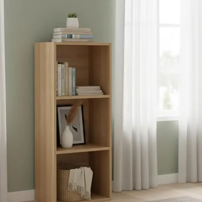 The Range 3-Tier Wooden Bookcase Shelving Unit Cube Storage Display Organiser 80x30.5x24Cm -  OAK