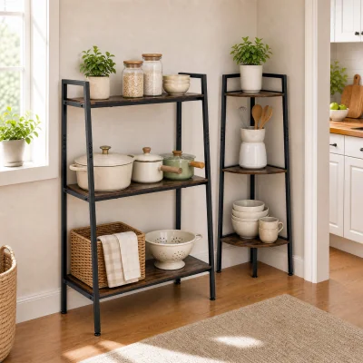 The Range 3 Tier Corner Stand And Ladder Shelf - Brown