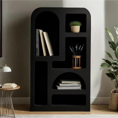 The Range Bookcase Large Otis Geometric Black - Black