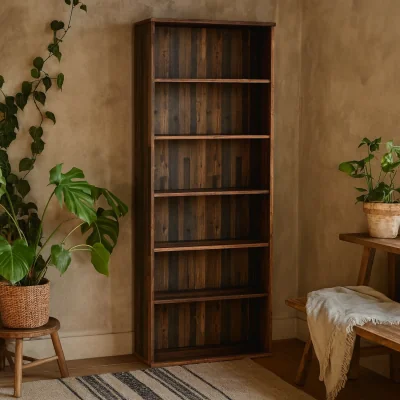 The Range Bucharest Wide 5 Shelf Vintage Bookcase - Brown
