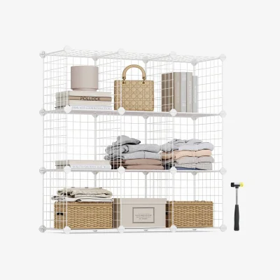 The Range 9-Cube Wire Grid Storage Rack - White