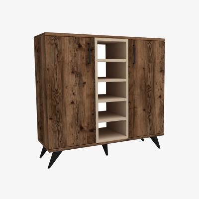 The Range Leander Bookcase with Cabinets and Shelves - Light Walnut - Beige