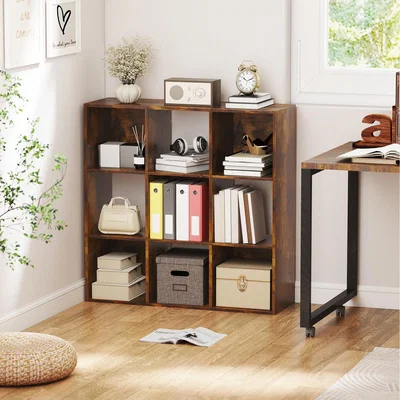 The Range HOMCOM 3-tier 9 Cubes Storage Bookshelf  - Rustic Brown
