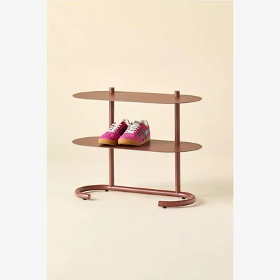 Urban Outfitters Ollie Brown Low Standing Shelf - Rust L: 31.8 cm x W: 66 cm x H: 52.7 cm at Urban Outfitters