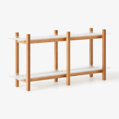 Westwing Oak Shelving Unit Alex with Glass Shelves