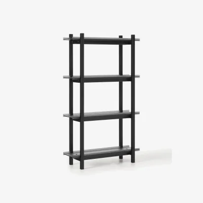 Westwing Large Oak Shelving Unit Alex with Glass Shelves