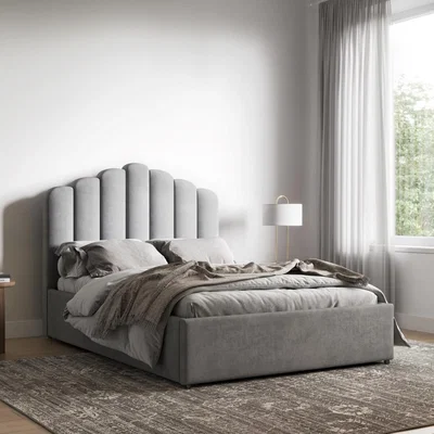 Cuckooland Flair Silver Velvet Poseidon Shell Ottoman Bed - Double